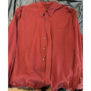 Eddie Bauer Casual Button-Down Shirt Men's Red X-Large Cotton Long sleeve